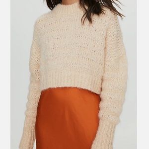 Aritzia Wilfred Lune Sweater Alpaca Cropped Crew neck Wool Giselle xs NWOT